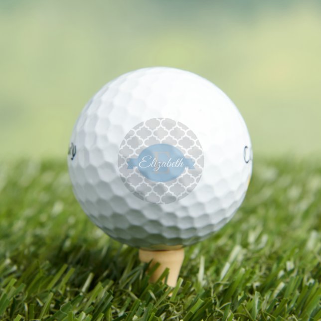 Sky Blue Quatrefoil Personalized Golf Balls (Insitu Tee)