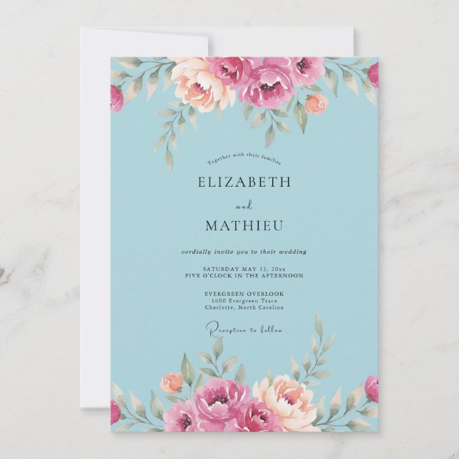 Sky Blue Radiant Spring Wedding Invitation (Front)