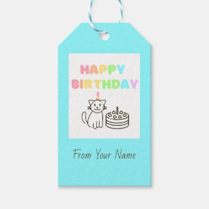 Sky Blue&Rainbow Happy Birthday Gift Tags 