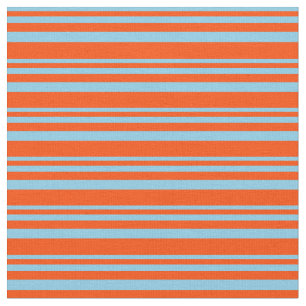 Sky Blue & Red Coloured Lines Fabric
