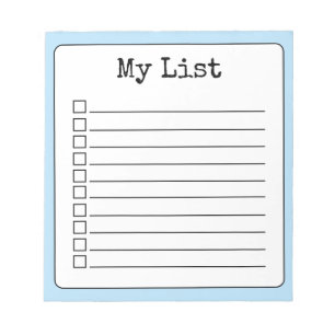 Sky Blue Retro Custom Checklist Lined Notepad