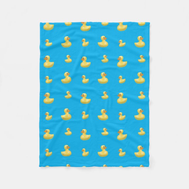 Sky blue rubber duck pattern fleece blanket (Front)