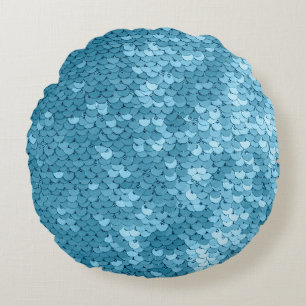 Sky blue shiny fabric with sequins, abstract backg round pillow