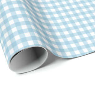 Sky Blue Simple Plaid Wrapping Paper
