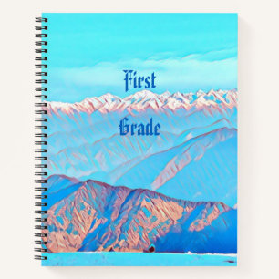 Sky Blue Snow Clad Mountain Range First Grade Notebook