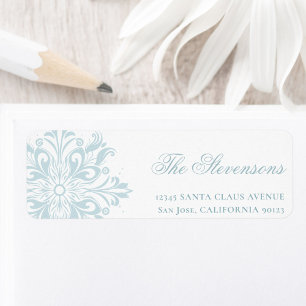 Sky Blue Snowflake Holiday Return Address Label