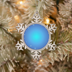 Sky Blue Snowflake Pewter Christmas Ornament