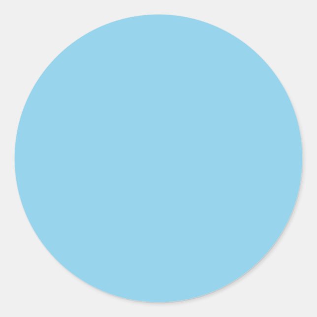 Sky Blue Solid Colour Classic Round Sticker (Front)