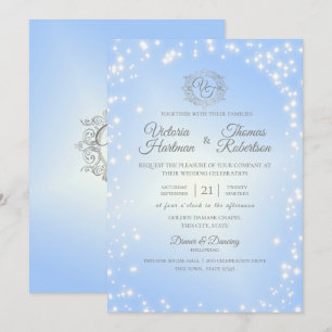 Sky Blue Sparkle Wedding Invitation
