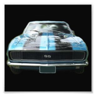 Sky blue SS Camaro with black stripes Photo Print