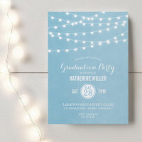 Sky Blue String Lights Graduation Party Invitation