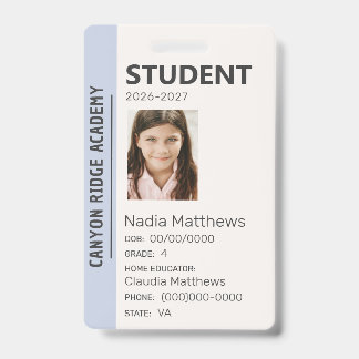 Sky Blue Stripe Homeschool Student ID Badge