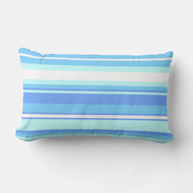 Sky blue stripes lumbar pillow (Front)
