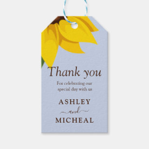 Sky Blue Sunflower Rustic Floral Wedding Favour Ta Gift Tags