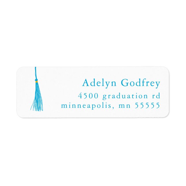 Sky Blue Tassel Graduation Return Address (Front)