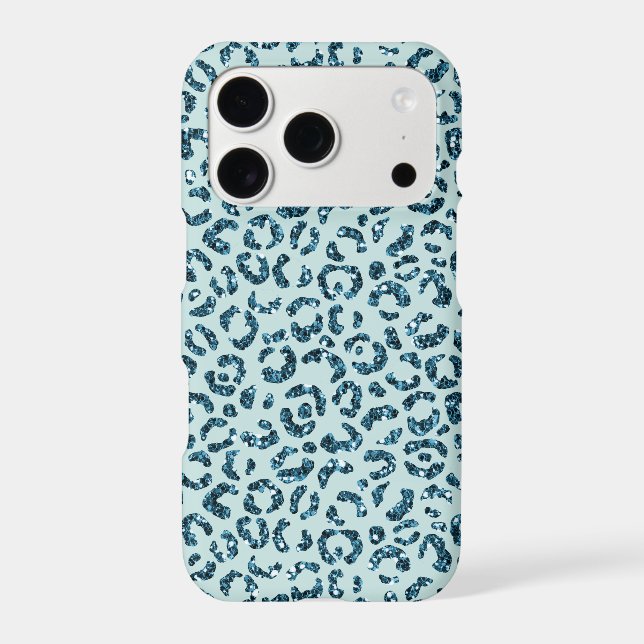 Sky Blue Teal Leopard Print Glitter (Back)