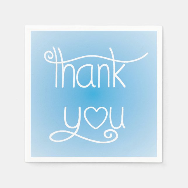 Sky Blue Thank You Heart Party Napkins (Front)