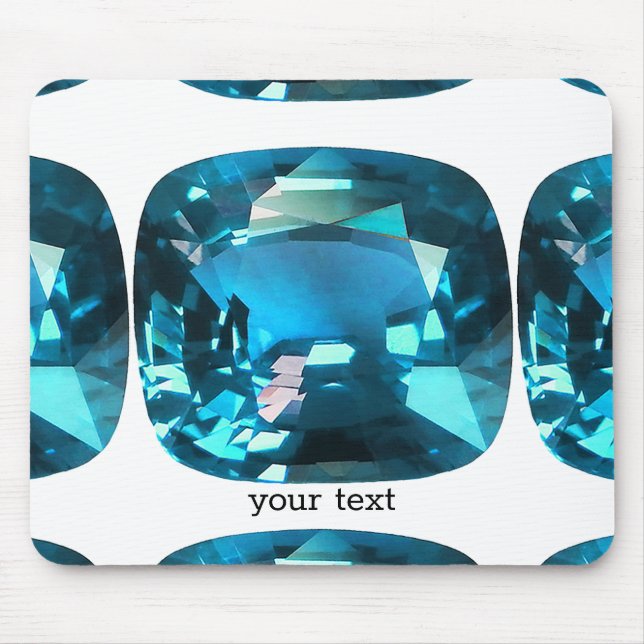 Sky Blue Topaz Cushion Gemstone Mouse Pad (Front)