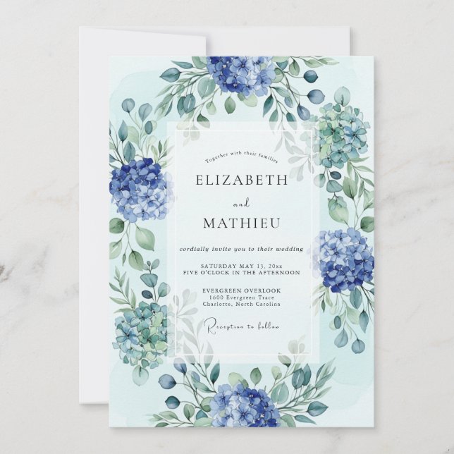 Sky Blue Verdant Botanical Wedding Invitation (Front)