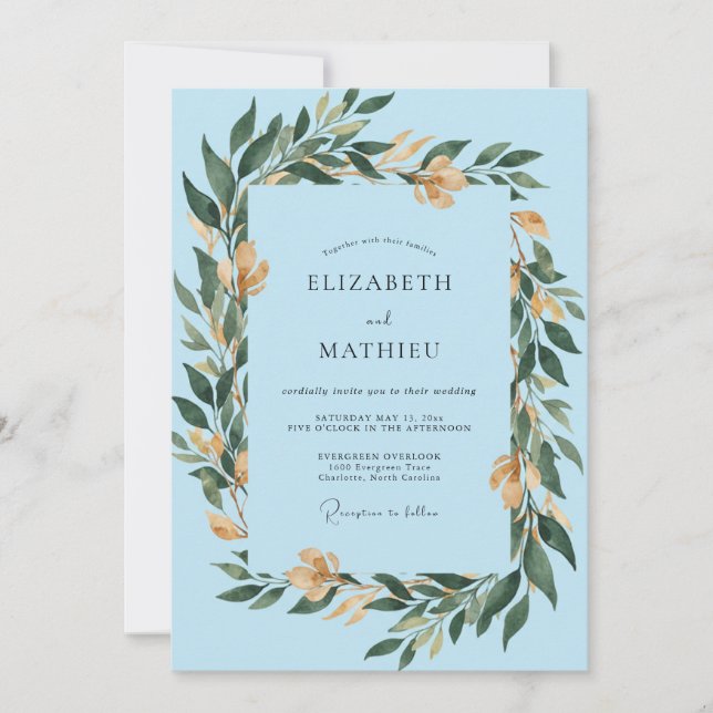 Sky Blue Verdant Spring Wedding Invitation (Front)