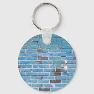 Sky Blue Vintage Brick Wall Texture Keychain