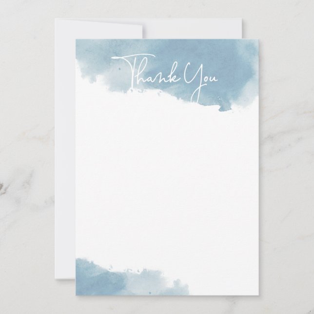 Sky Blue Watercolor Merci Cartes (Devant)
