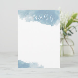 Sky Blue Watercolor Wishes for Baby Note Cards