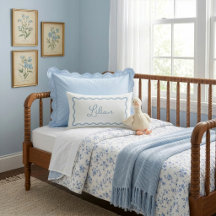 Sky Blue Wavy Scallop Frame Monogram