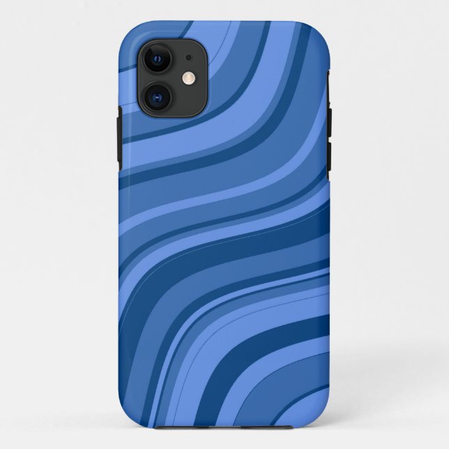 Sky Blue Wavy Stripes Pattern Case-Mate iPhone Case (Back)
