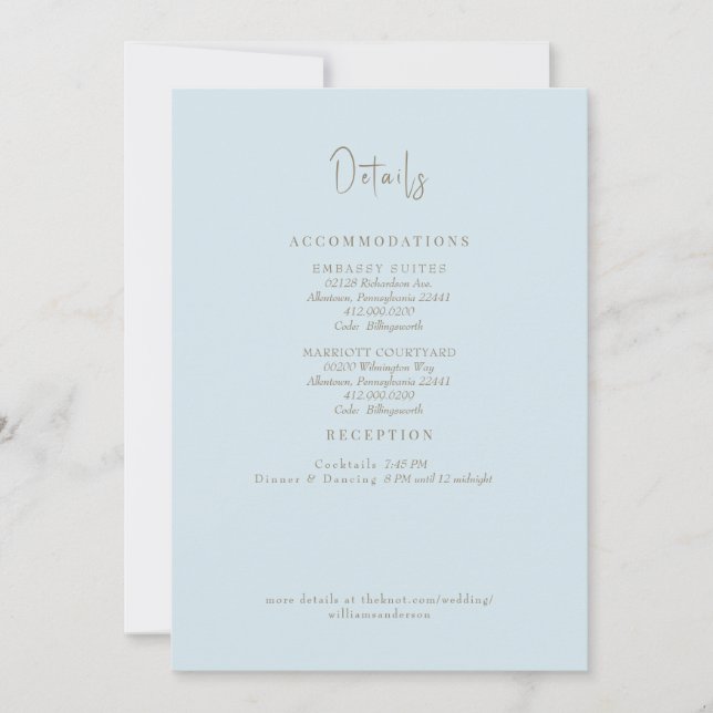 Sky Blue Wedding Details II Enclosure Invitation (Front)