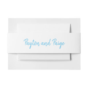 Sky Blue Wedding Invitation Typography Belly Bands Band