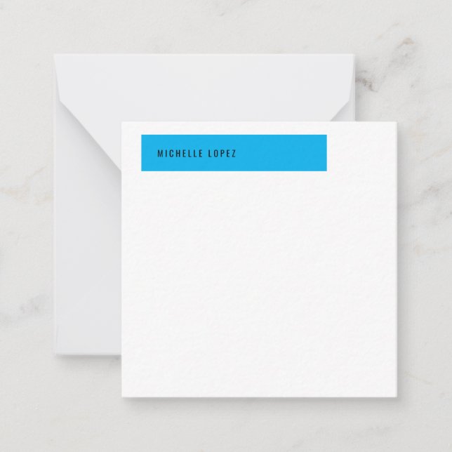 Sky Blue White Classical Elegant Plain Card (Front)