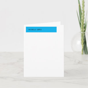 Sky Blue White Classical Elegant Plain Note Card