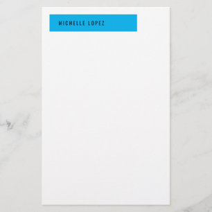 Sky Blue White Classical Elegant Plain Stationery