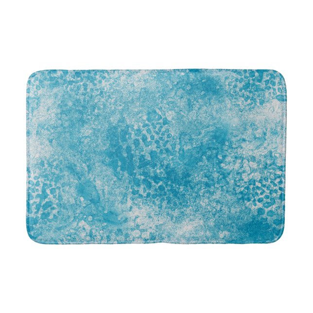 Sky Blue & White Coral Texture Bath Mat (Front)