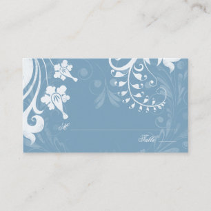 Sky Blue White Floral Wedding Place Cards