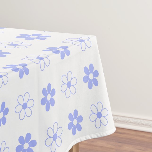 Sky Blue & White Flowers on White Tablecloth (In Situ)