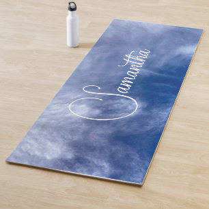 Sky-blue White monogram Stylish Yoga Mat