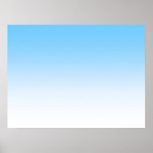 Sky Blue White Ombre Poster