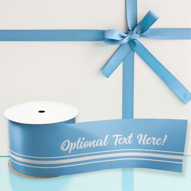 Sky Blue & White smart nautical look and your text Satin Ribbon (Creator Uploaded)