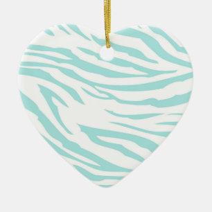 Sky Blue White Zebra Animal Ceramic Ornament