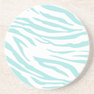 Sky Blue White Zebra Animal Coaster