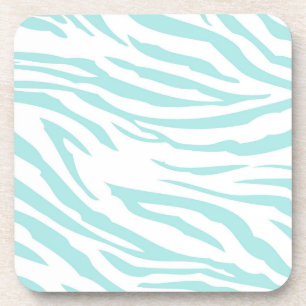 Sky Blue White Zebra Animal Coaster