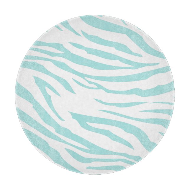 Sky Blue White Zebra Animal Cutting Board (Front)