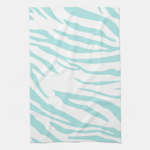 Sky Blue White Zebra Animal Kitchen Towel