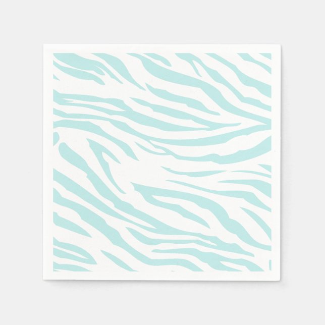 Sky Blue White Zebra Animal Napkin (Front)