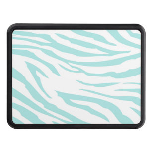 Sky Blue White Zebra Animal Trailer Hitch Cover