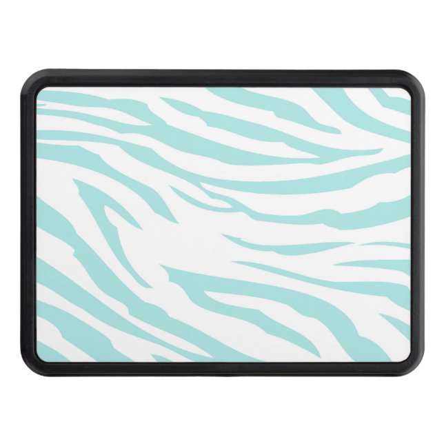 Sky Blue White Zebra Animal Trailer Hitch Cover (Front)