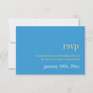 Sky blue yellow typography chic wedding response invitation