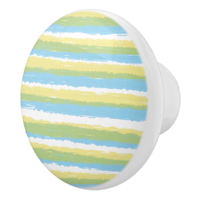 Sky Blue Yellow Watercolor Stripes Ceramic Knob (Right)